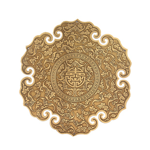 中式纯铜背景墙大门木门装饰片椅子箱子柜门茶座全黄铜圆形装饰片
