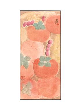 柿柿如意原木风入户玄关装饰画