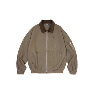 RAPPEYE 美式复古撞色斜纹翻领休闲短外套情侣同款巴恩风工装夹克