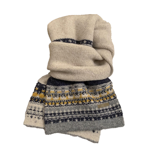 费尔岛复古提花针织围巾女2025新款秋冬韩系保暖加厚防寒护颈围脖