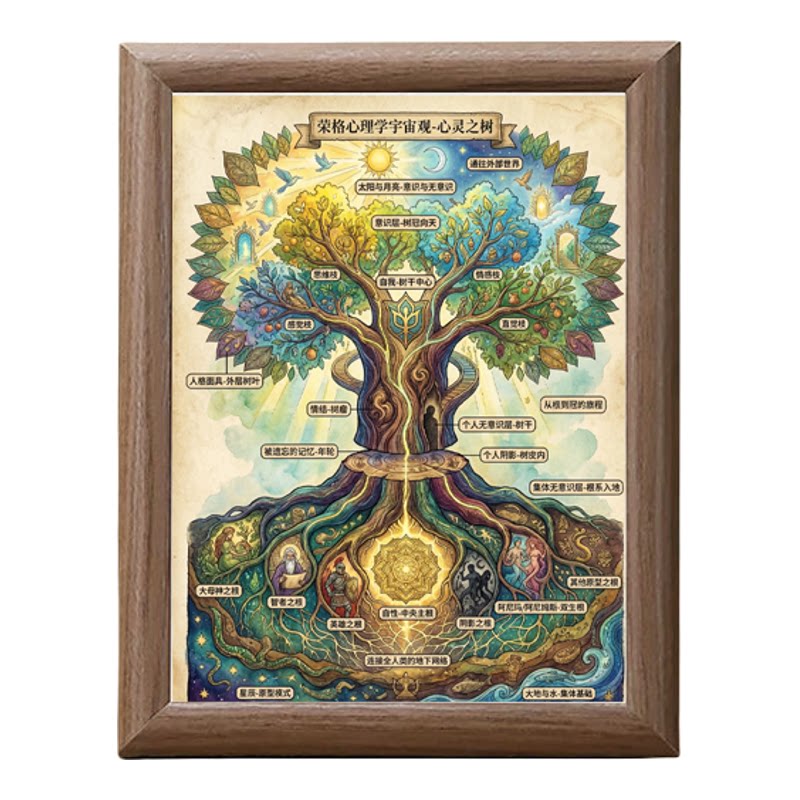 荣格心理学生命树木质相框摆件