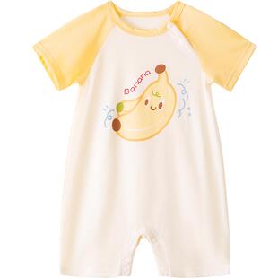 贝贝怡童装儿童连体衣短袖夏装纯棉连身衣男女宝宝夏季新款哈衣服