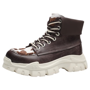 马克华菲马丁靴男款2026新款男士靴子高帮男鞋复古短靴增高工装靴
