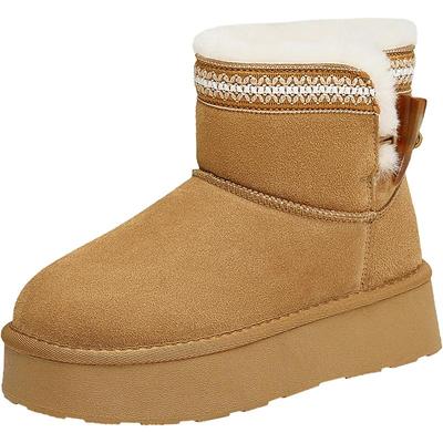 TATA他她厚底户外雪地靴女靴冬季保暖加绒毛毛短靴子棉鞋CDE02DD4