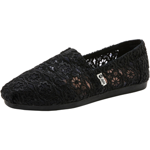 jm快乐玛丽单鞋女2025春夏新款镂空透气一脚蹬懒人低帮休闲布鞋女