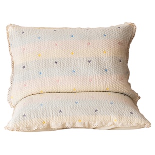 幻彩星芒枕套a类比纯棉更柔软韩式棉纱四季通用枕头套一对防头油