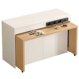 分离式岛台餐桌一体小户型岩板吧台桌家用餐厅餐边柜餐桌一体E80