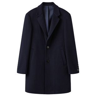 拇指白小衫纯羊毛大衣冬季新款男装商务休闲中长款西装领加热外套