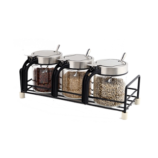 高端厨房调料盒盐罐调料罐子玻璃调料瓶家用调味罐收纳盒组合套装