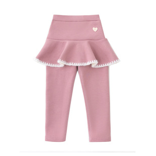 女童裙裤2025新款秋冬儿童加绒保暖加厚假两件中小童打底裙子长裤