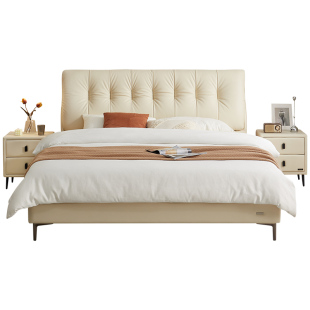 全友家居意式简约1.5m单人床主卧轻奢1米8双人真皮床床垫组合套装