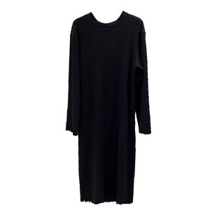 widelia陈姬儿秋冬黑色内搭打底针织连衣裙长款木耳边小黑裙9315