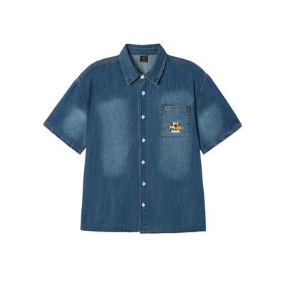 GEEEKPANDA大码男卡通刺绣衬衫