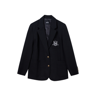 Jamor加墨时尚黑色学院风外套上衣2025冬季新款西装版型通勤