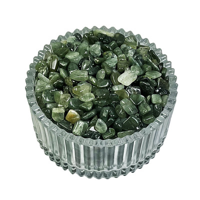 天然绿幽灵碎石招财绿发晶绿水晶