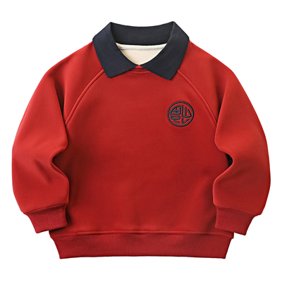 男童加绒卫衣冬装2026马年新年款