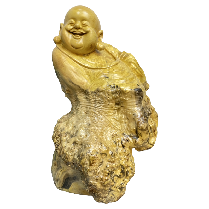 天然根艺根雕木雕黄杨木树瘤笑口常开弥勒装饰观赏家居办公摆件