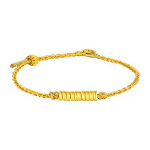 周大生黄金好运盘缠手链足金硬金串珠手绳盘缠金情人节礼物送女友