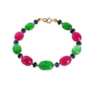 若华珠宝苏梅 满天星大颗粒蓝宝石手链女18K金沙弗莱彩宝手串礼物