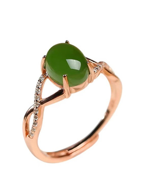 新中式镶嵌仿天然碧玉戒指