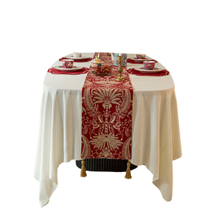 蜡笔派林间马语桌旗现代轻奢马年新年礼物红色茶旗客厅餐桌盖布W