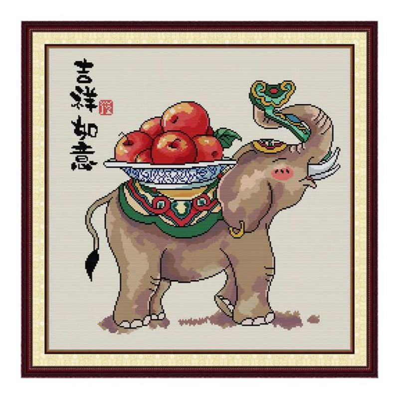 吉祥如意象十字绣可爱大象寓意好