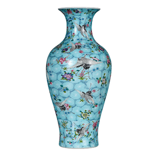 景德镇陶瓷花瓶仿古珐琅彩家居客厅插花装饰品瓷器复古摆件大号