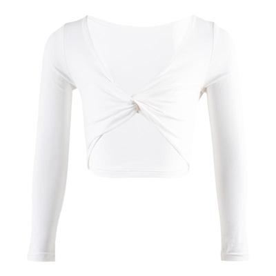 儿童吊带舞蹈服练功套头长袖白色