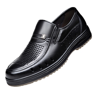 官方老人头皮鞋男加绒头层牛皮保暖软底爸爸鞋中老年纯手工上线鞋