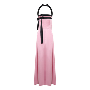 Maison Wester夏季流行垂感高腰气质撞色阔腿连体长裤可露丽穿搭