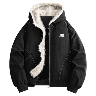 BOBBY ABLEY美式解构拼接设计时尚潮流加绒保暖宽松座山雕羽绒服