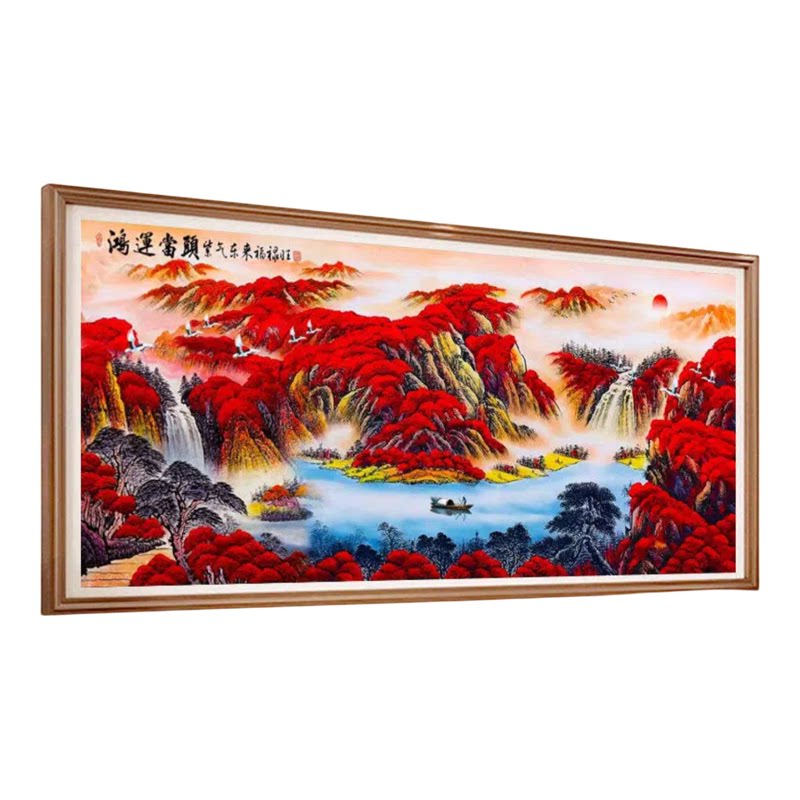 分好线鸿运当头十字绣2026新款线绣客厅自己绣简单流水生财山水大