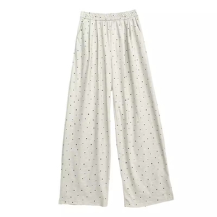 女童加绒波点裤秋冬款儿童巨好看大童冬季加厚阔腿裤12岁女孩裤子