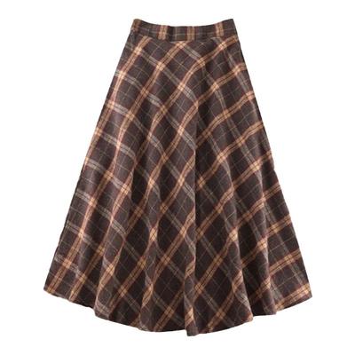 巨显瘦专治腿粗格纹毛呢半身裙