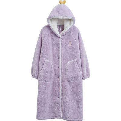 红豆居家情侣冬季睡袍睡衣加厚