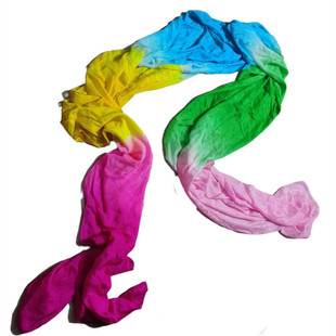 舞蹈彩绸舞蹈长绸七彩李玉刚飞天舞真丝彩绸飞舞五彩彩带真丝彩绸