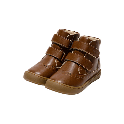 ExtraOne澳洲儿童防滑短靴复古英伦魔术贴童鞋软底加绒皮靴#7003