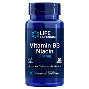 vitaminb3 niacin成人维生素B3烟酸潮红款100粒美国lifeextension