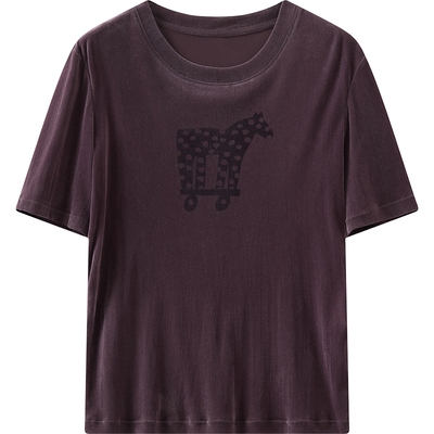 播商场同款小马印花休闲短袖T恤女26春季新款别致上衣BDT1YD2908