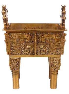 铜聚德仿古青铜器青铜器虎耳方鼎