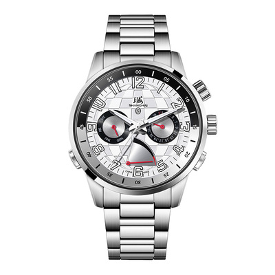 上海牌手表环球旅行家多功能自动机械表夜光能量显示腕表SH017