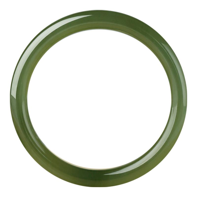 玉说和田玉手镯女款湖水绿圆条冰底玉镯子圆满富贵玉石手饰附证书