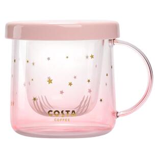 Costa玻璃杯茶杯女夏把手办公室可爱水杯茶水分离泡茶杯子花茶杯