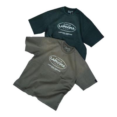 LAPIVIMADYED WASHED PRINT DISTRESSED TEE染色水洗残缺印花短袖