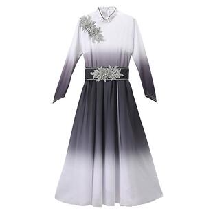 水墨古典舞演出服舞蹈服套装女飘逸中国风独舞仙女扇子现代舞蹈服