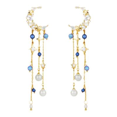 原创设计星月耳坠小众不撞款耳钉