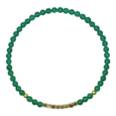 Charon原创天然绿玛瑙碎金子手链