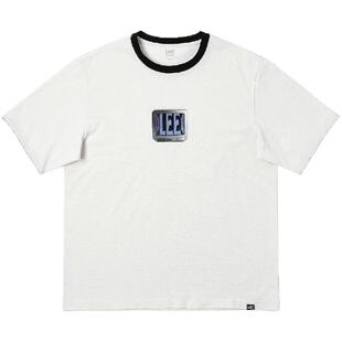 Lee舒适版撞色经典圆领印花米白色男短袖T恤休闲潮流LMT009830204