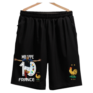 2024欧洲杯法国队姆巴佩足球迷速干短裤子男士五分裤休闲运动中裤