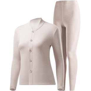 梦特娇羊绒蚕丝德绒开衫保暖内衣女加绒加厚中老年人秋衣秋裤套装